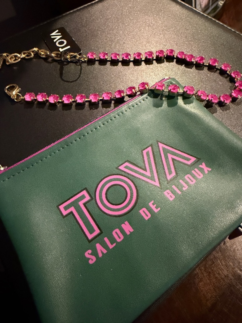 TOVA Jewelry Oakland Necklace in Orchid and Antique Gold NWT